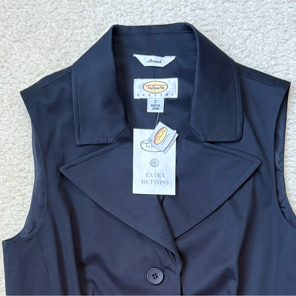 Talbots Chic Stretch Navy Blue Vest With Buttons, Sz 2 business career preppy - Picture 2 of 5
